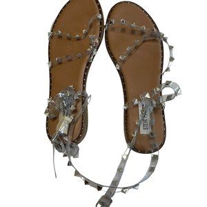 Women Madden NYC Studded Strap Sandal Clear Size 9